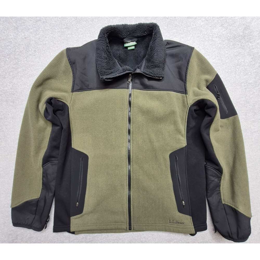 Vintage LL Bean Fleece Jacket Mens Large Green Full Zip 90s Outdoor Gorpcore